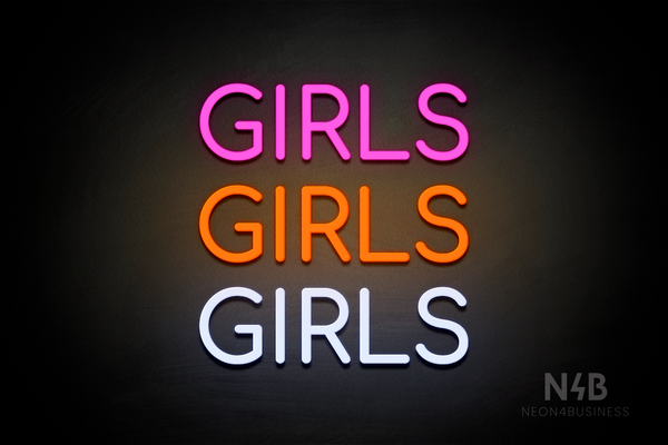 "GIRLS GIRLS GIRLS" (Circular font) - LED neon sign