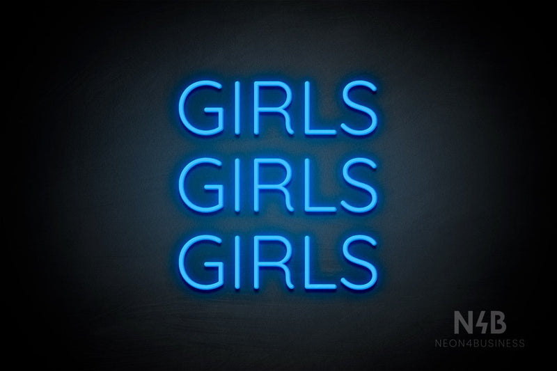 "GIRLS GIRLS GIRLS" (Castle font) - LED neon sign