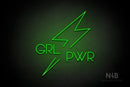 "GRL PWR" BOLT (Vonique64 font) - LED neon sign