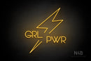 "GRL PWR" BOLT (Vonique64 font) - LED neon sign