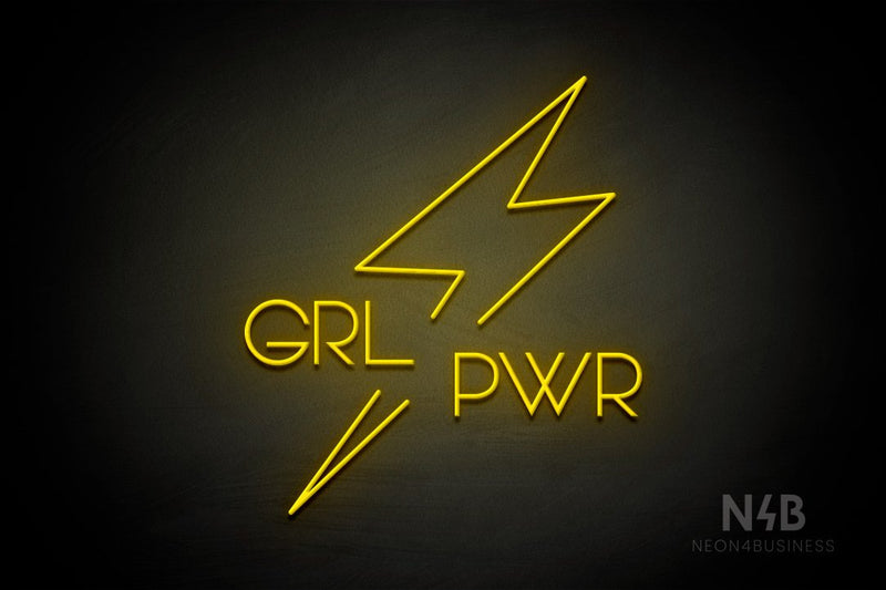 "GRL PWR" BOLT (Vonique64 font) - LED neon sign