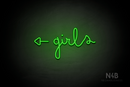 "Girls" (left side arrow, Bandita font) - LED neon sign
