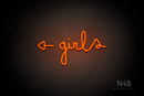 "Girls" (left side arrow, Bandita font) - LED neon sign
