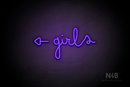 "Girls" (left side arrow, Bandita font) - LED neon sign