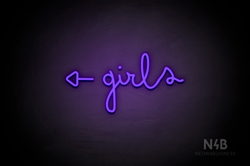 "Girls" (left side arrow, Bandita font) - LED neon sign