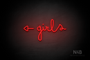 "Girls" (left side arrow, Bandita font) - LED neon sign