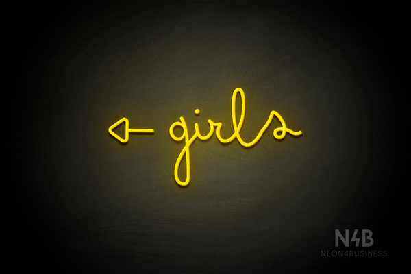 "Girls" (left side arrow, Bandita font) - LED neon sign