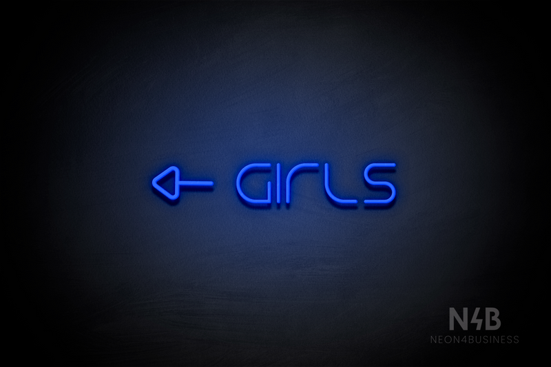 "Girls" (left side arrow, Nonna font) - LED neon sign
