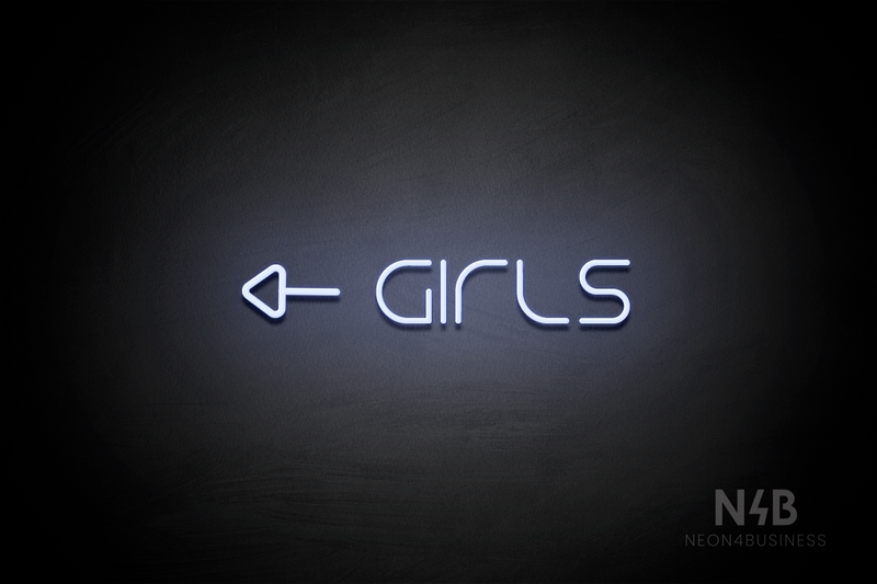 "Girls" (left side arrow, Nonna font) - LED neon sign