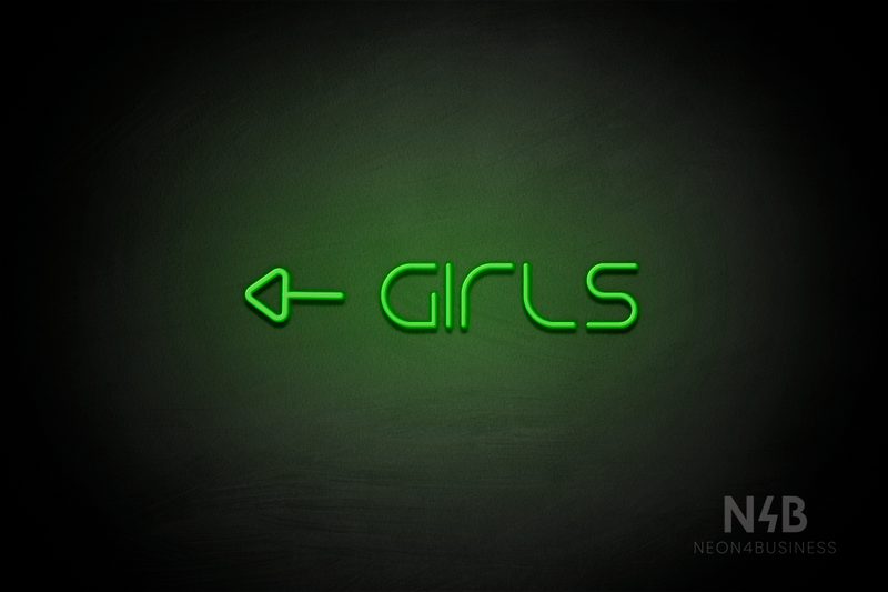 "Girls" (left side arrow, Nonna font) - LED neon sign