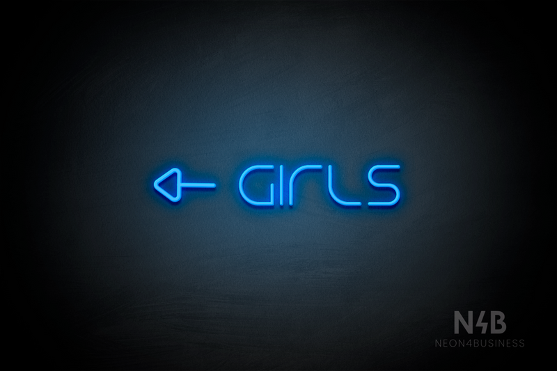 "Girls" (left side arrow, Nonna font) - LED neon sign