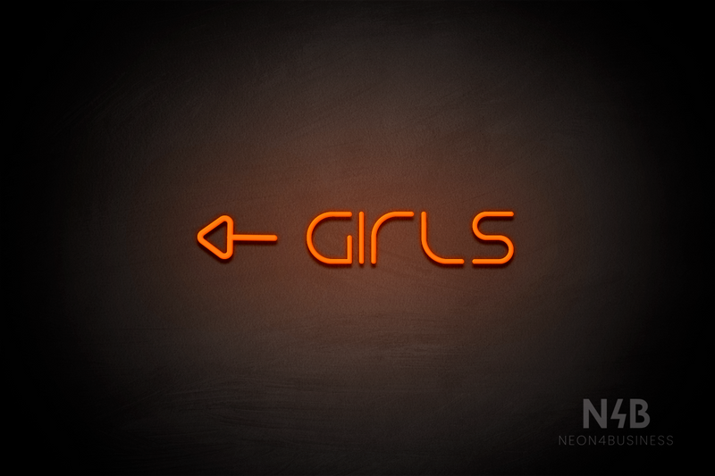"Girls" (left side arrow, Nonna font) - LED neon sign