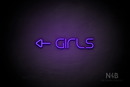 "Girls" (left side arrow, Nonna font) - LED neon sign