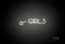 "Girls" (left arrow tilted downwards, Vangeline font) - LED neon sign