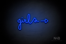 "Girls" (right side arrow, Bandita font) - LED neon sign