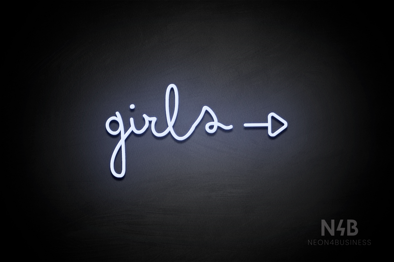 "Girls" (right side arrow, Bandita font) - LED neon sign
