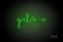 "Girls" (right side arrow, Bandita font) - LED neon sign
