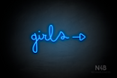 "Girls" (right side arrow, Bandita font) - LED neon sign