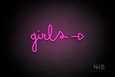 "Girls" (right side arrow, Bandita font) - LED neon sign