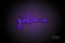 "Girls" (right side arrow, Bandita font) - LED neon sign