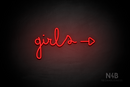 "Girls" (right side arrow, Bandita font) - LED neon sign