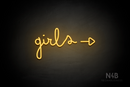 "Girls" (right side arrow, Bandita font) - LED neon sign