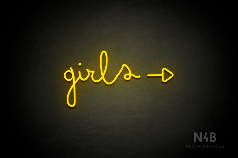 "Girls" (right side arrow, Bandita font) - LED neon sign