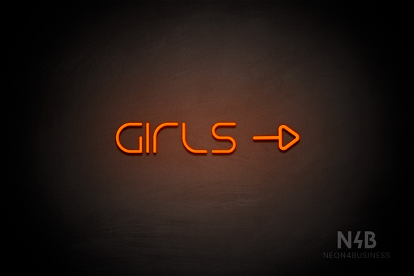 "Girls" (right side arrow, Nonna font) - LED neon sign