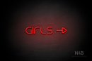 "Girls" (right side arrow, Nonna font) - LED neon sign