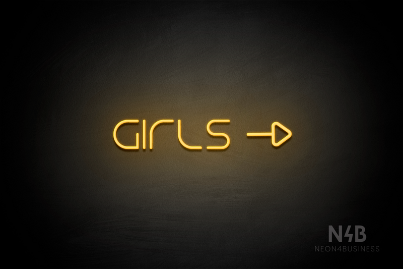 "Girls" (right side arrow, Nonna font) - LED neon sign