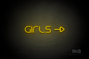 "Girls" (right side arrow, Nonna font) - LED neon sign