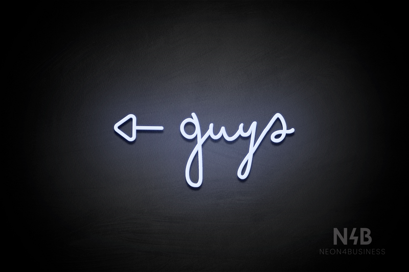"Guys" (left side arrow, Bandita font) - LED neon sign