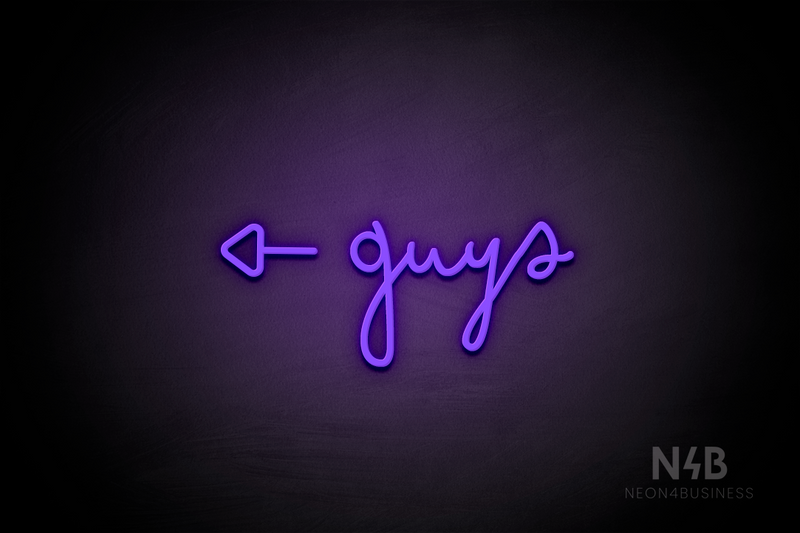 "Guys" (left side arrow, Bandita font) - LED neon sign
