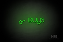 "Guys" (left arrow tilted downwards, Vangeline font) - LED neon sign