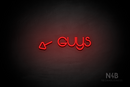 "Guys" (left arrow tilted downwards, Vangeline font) - LED neon sign