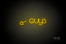 "Guys" (left arrow tilted downwards, Vangeline font) - LED neon sign