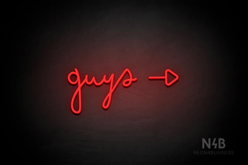 "Guys" (right side arrow, Bandita font) - LED neon sign