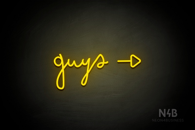 "Guys" (right side arrow, Bandita font) - LED neon sign