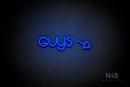 "Guys" (right arrow tilted downwards, Vangeline font) - LED neon sign