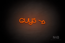 "Guys" (right arrow tilted downwards, Vangeline font) - LED neon sign