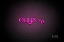 "Guys" (right arrow tilted downwards, Vangeline font) - LED neon sign