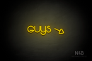 "Guys" (right arrow tilted downwards, Vangeline font) - LED neon sign