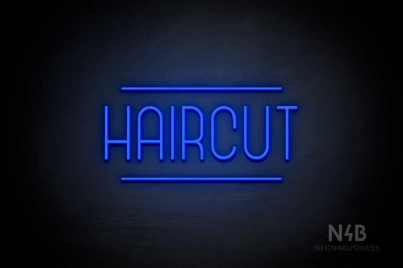 "HAIRCUT" (Bubbles font) - LED neon sign