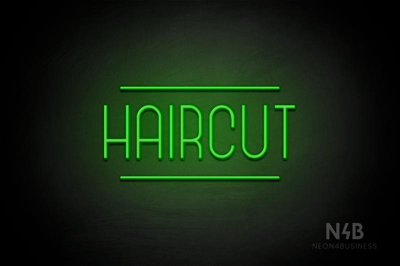 "HAIRCUT" (Bubbles font) - LED neon sign