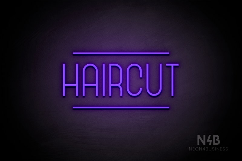 "HAIRCUT" (Bubbles font) - LED neon sign