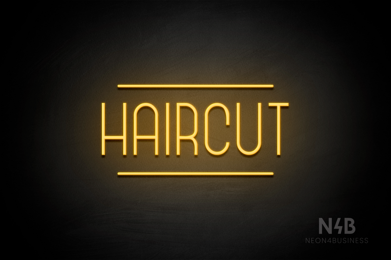 "HAIRCUT" (Bubbles font) - LED neon sign