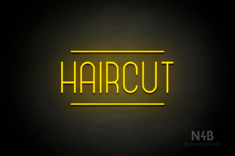 "HAIRCUT" (Bubbles font) - LED neon sign