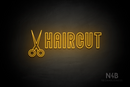 "HAIRCUT" side scissors (Waves font) - LED neon sign