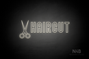"HAIRCUT" side scissors (Waves font) - LED neon sign