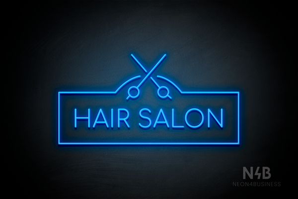 "HAIR SALON" scissors sign (Cooper font) - LED neon sign
